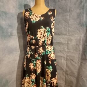 Renee C. Black Floral Midi Dress